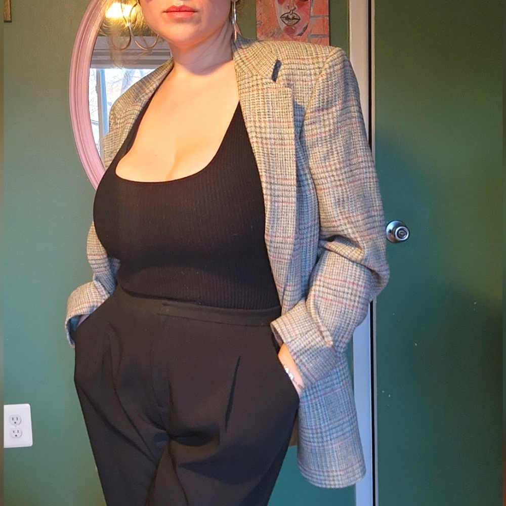 Vintage Christian Dior Monsieur Wool Prince of Wales Plaid Blazer